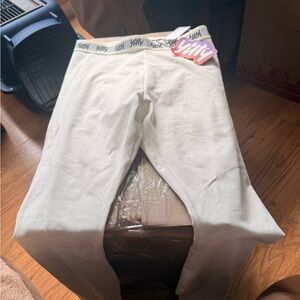 YITTY Cream High-Waist Leggings with Branded Waistband